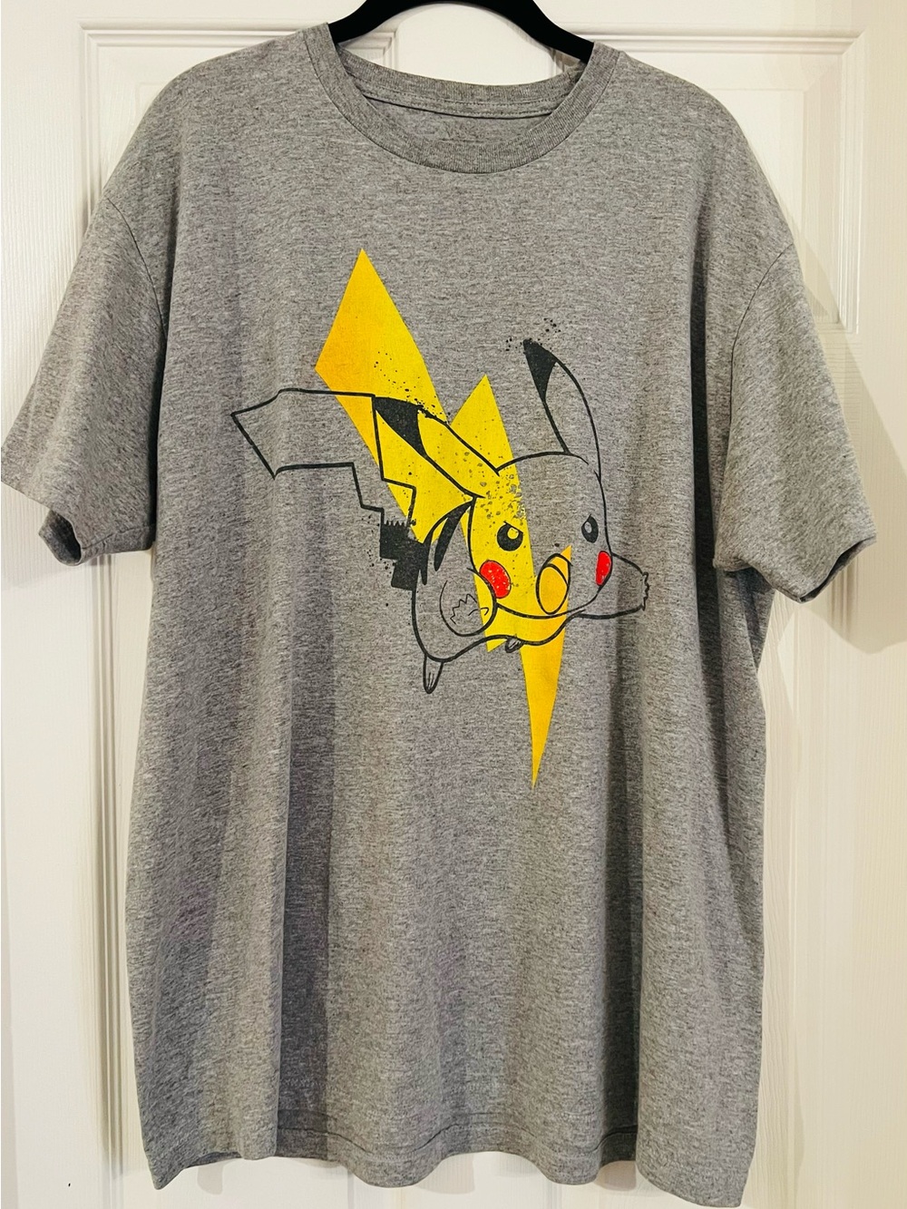 Pikachu Pokémon Mens Gray Graphic Print Crew Neck Short Sleeve T-Shirt 2XL